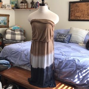Dress, or skirt medium brown white blue bohemian style